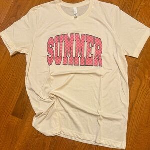 Bella Canvas Cream Tee with Pink 'SUMMER' Graphic